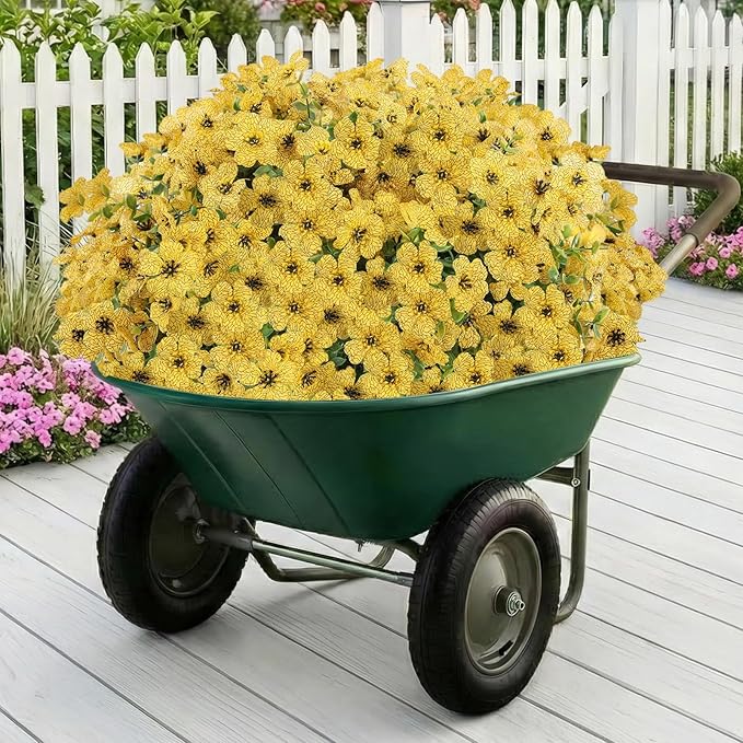 Artificial Flowers for Outdoor,Silk Flowers No Fade Fake Plastic Flowers UV Resistant Faux Plants for Outdoors Outside Front Porch Hanging Planter Window Box Garden Home Decoration,13 Pack(Yellow)