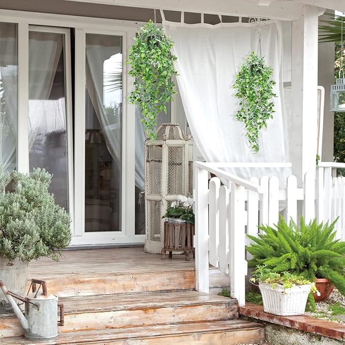 Whonline 3 Pack Artificial Hanging Plants Fake Plants with Pots for House Bedroom Wall Garden Decor