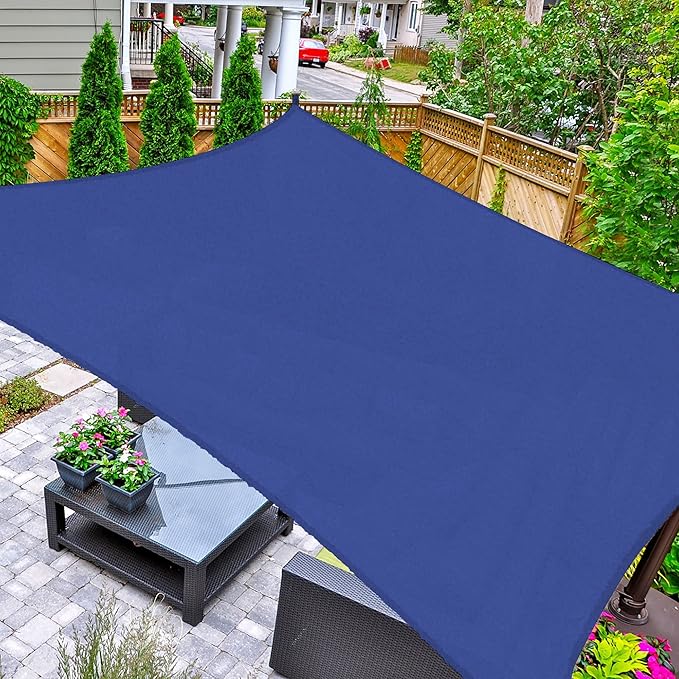 AsterOutdoor Sun Shade Sail Rectangle 16' x 20' UV Block Canopy for Patio Backyard Lawn Garden Outdoor Activities, Blue
