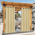 NICETOWN 2 Panels Outdoor Curtains for Patio Waterproof, Rustproof Grommet Thick Indoor Outdoor Vertical Drapes Dustproof for Porch/Pergola/Gazebo, W55 x L84 Inch, Beige