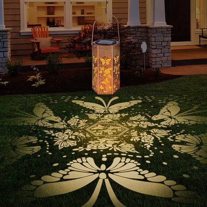 Mothers Day Gifts for Mom Grandma - Birthday Gifts for Women, 4 Pack Butterfly Solar Lanterns Outdoor Waterproof - Butterflies Solar Lights Outdoor Garden Decor for Outside