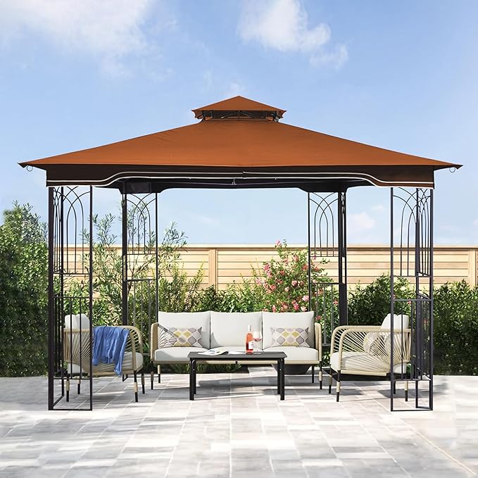 SCOCANOPY Replacement Gazebo Canopy for 10 x 12 Regency II Patio Gazebo Model L-GZ798PST,A101004104,A101004105,(Rust Red)