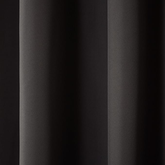 Town & Country Basics Cabana Solid Heavyweight Indoor Outdoor Curtains, Light Filtering Opacity with Grommet Top, Water Repellent, 2-Pack Set, 54"x96", Black