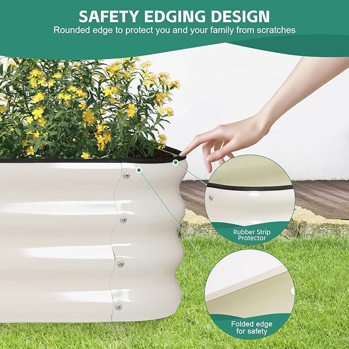 4 in 1 Galvanized Raised Garden Bed - 6x2x1ft (2Packs) Modular Planter Box Outdoor | Metal Raised Bed Kit with Bracing Rods for Gardening Vegetables Flowers Fruits Herbs (White)