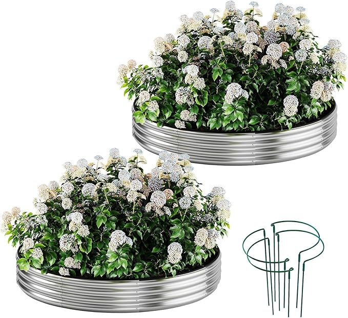 Galvanized Metal Planter Raised Garden Bed Kit for Gardening Outdoor Garden Box Raised Flower Bed 2PC Metal 2X2X1FT