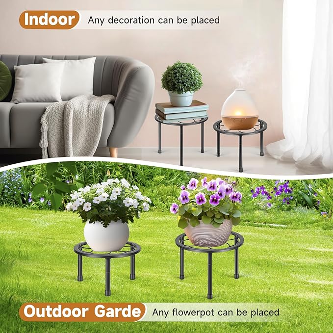 5 Pack Metal Plant Stand, Iron Plant Stands for Indoor and Outdoor, Flower Pot Stands for Multiple Plant, Black Potted Plant Holder for Garden Home