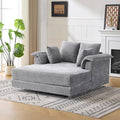 VINGLI Modern Floating Chaise Lounge Chair with Acrylic Legs, Upholstered Cushion Deep Seat Lounge Sofa with Iron-Wood KD Frame, Pillow Armrest, Accent Chair for Living Room, Play Room Apartment