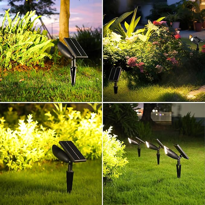 Boajuna Solar Spot Light Outdoor, Solar Landscape Spotlight Waterproof Security Wall Lamp Lights for Patio Yard Lawn Driveway Trees Flags Christmas Decor