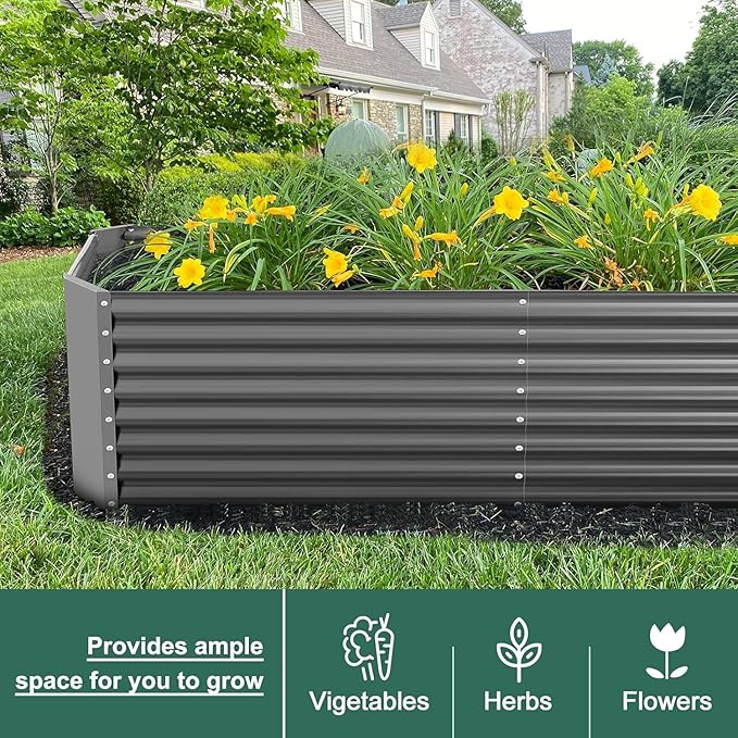 Land Guard 2 Pack 8×4×2ft Galvanized Raised Garden Bed Kit, Galvanized Planter Raised Garden Boxes Outdoor, Large Metal Raised Garden Beds for Vegetables (Gray)