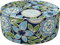 LVTXIII Inflatable Stool Ottoman Footrest with Handle, Decorative Fade-Resistant Foot Stool, Indoor or Outdoor Pouf for Home Garden and Camping Use, 21x21x9, Azure Botanical Symphony‌