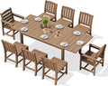 SERWALL 9-Piece Outdoor Dining Set, 60" - 83" Expandable Outdoor Dining Table and 8 HDPE Chairs, All Weather HDPE Outdoor Furniture Set for Backyard, Garden, Brown