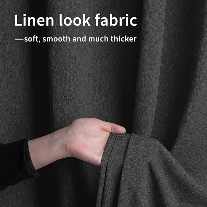 Easy-Going Linen Look Outdoor Curtains Waterproof Windproof Porch Curtains, Soft Thicken Outdoor Privacy Curtains for Patio, Gazebo, Grommet Top and Tab Bottom Drape, 1 Panel, 110x108 inch, Black