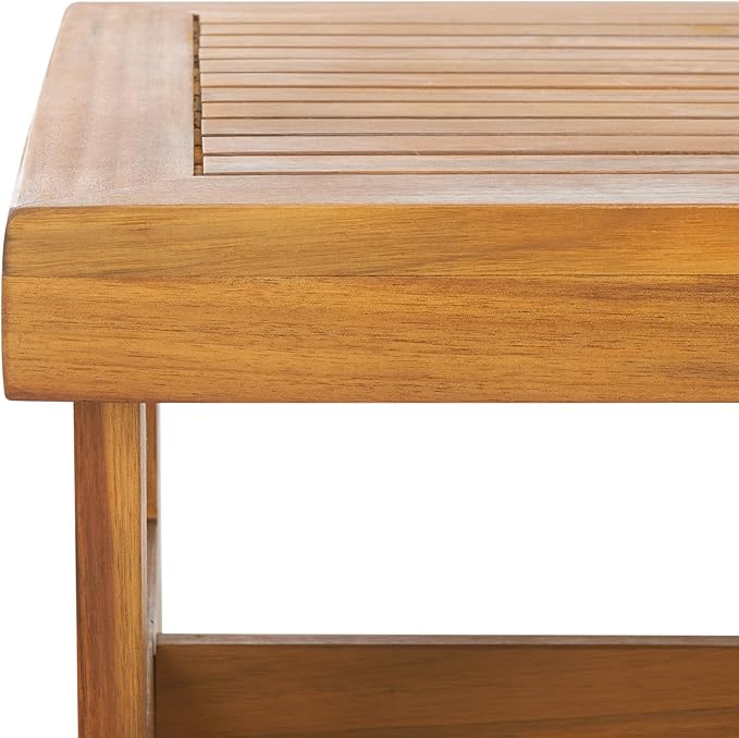 SAFAVIEH Outdoor Patio Furniture Collection Lynn Natural Brown Slatted Top Solid Wood Coffee Table (PAT7330A)