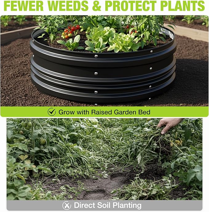 WORKPRO 3PK 2x2x1ft Outdoor Galvanized Raised Garden Bed Kit, Rust & Corrosion Protection, Easy Assembly, Safe Edge, Ideal for Vegetables & Flowers, Black