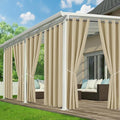 Outdoor Curtains for Patio Waterproof - 6 Panels Privacy Weatherproof Outside Curtains with Grommets for Pergola, Gazebo, Porch, Cabana, Balcony, 54 x 95 Inch, Cream