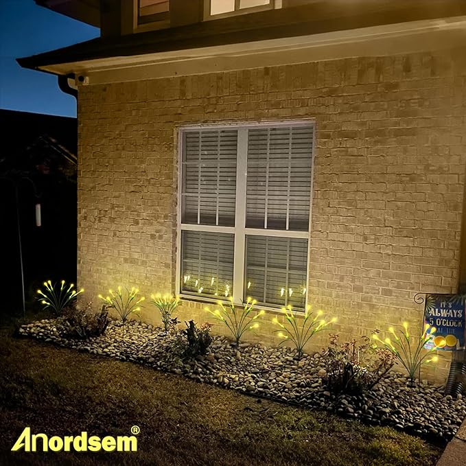 Anordsem Solar Garden Lights Outdoor: 8 Removable PVC Water Drop Light Head 4 Pack - Waterproof Garden Decoration for Yard Patio - Gardening Gifts for Homeowners Gardeners