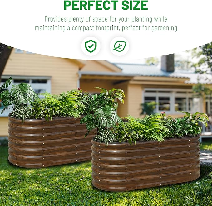 SnugNiture Galvanized Steel Raised Garden Bed Kit, 2 Pcs 4x2x2 ft Large Metal Planter Box Outdoor for Gardening Vegetables, Flowers and Fruits