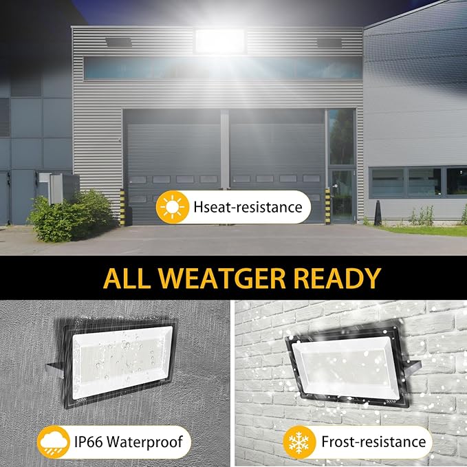 500W LED Flood Light Outdoor,2750W Equivalent Super Bright FloodLight with Plug,58600LM 5000K Daylight White IP66 Waterproof Commercial Lighting for Sports Fields,Counts,Arena,Stadium