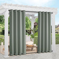 NICETOWN Windproof Sage Green Outdoor Curtains 2 Panels Top and Bottom Grommet for Patio Waterproof, Fixed Outdoor Blinds Keep Warm & Privacy Thermal Insulated Blackout Drapes for Cabana, W52 x L84