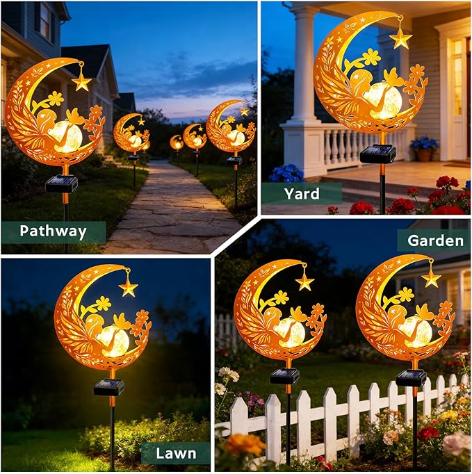 ZNYCYE Solar Lights Outdoor Decorative Moon Angel Solar Stake Lights Pathway Lights, Birthday Gifts for Women mom Grandma,Fairy Garden Decor Waterproof for Walkway, Yard, Lawn, Patio (Warm White)