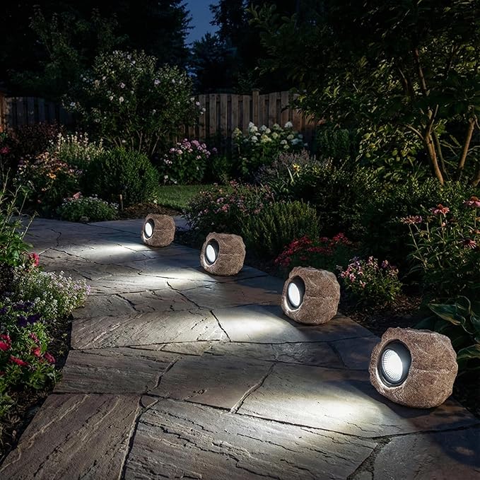 2 Pack Solar Rock Lights, Outdoor Decorative Garden Spotlights for Pathway, Walkway, Yard, Landscape, Patio