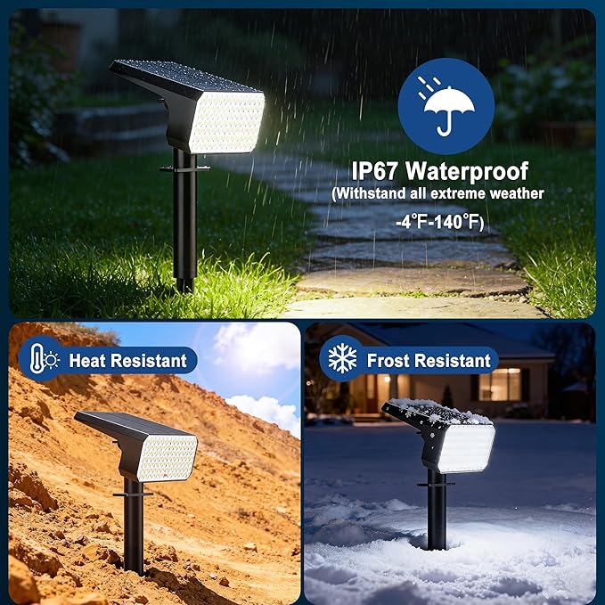 LANSOW Solar Spot Lights Outdoor Waterproof IP67, (8 Pack/90 LED/4 Modes) Solar Landscape Spotlights, 2-in-1 Solar Powered Flood Lights for Yard Garden Pathway Outside Tree, Auto ON/Off(Cool White)