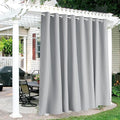 RYB HOME Extra Wide Outdoor Curtains for Patio Waterproof Heavy Duty Thermal Insulated in Summer Full Coverage Privacy for Porch, Cabana & Pool, W120 x L95, Light Grey, 1 Panel