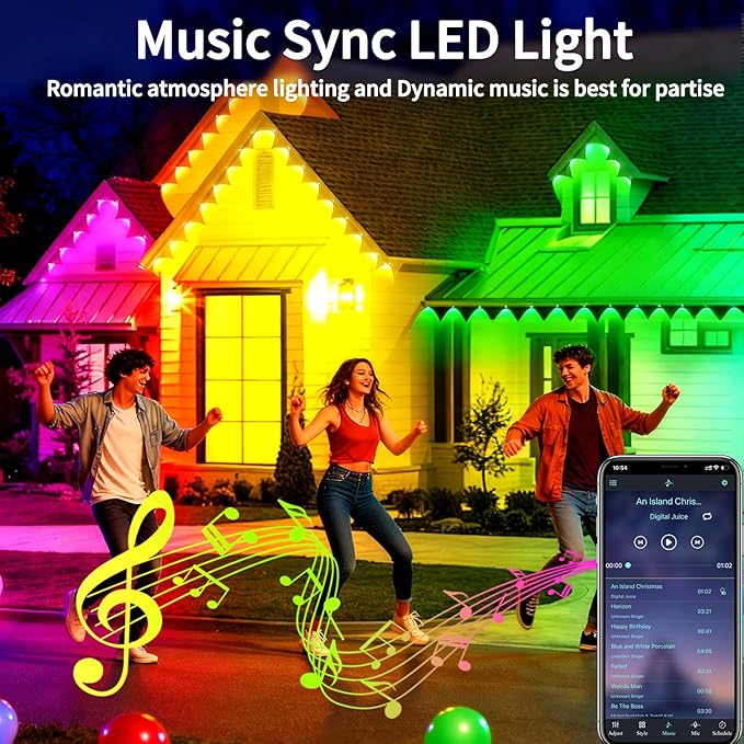 100FT Permanent Outdoor Lights Waterproof Smart LED RGB Light with App/Remote Control, Music Sync & DIY Scenes, Permanent Christmas Lights for House Roof, Parties & Daily Decor