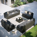 Aoxun Patio Furniture Set, 11 Piece Outdoor Sectional Sofas with Waterproof Cover, 10 Seats Wicker Rattan Outdoor Furniture Patio Conversation Set for Backyard, Garden Dark Grey