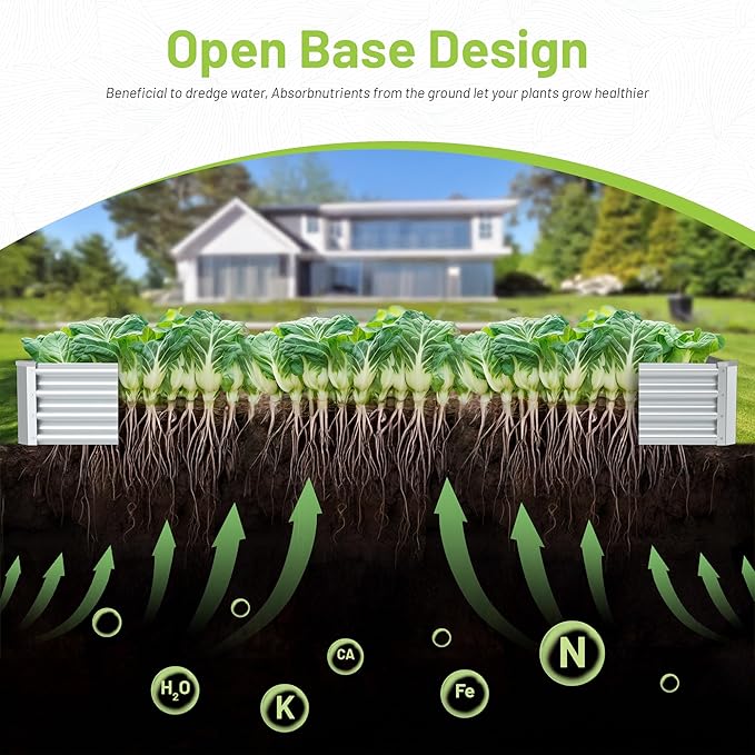 2PCS 8x2x1FT Galvanized Raised Garden Bed, Galvanized Planter Raised Garden Boxes Outdoor, Large Metal Raised Garden Beds for Vegetables-Silver