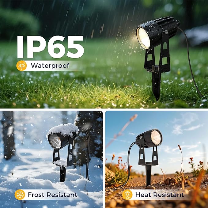L LOHAS LED Dusk to Dawn Low Voltage Landscape Lighting, 3000K Warm White Outdoor Spotlight with Transformer, IP65 Plug in Spotlights for Yard Backyard Pathway 6Pack