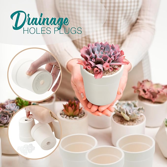 4E's Novelty Ceramic Flower Pots with Drainage Holes, 3.14", Pack of 12, Small Clay Garden Planters for Succulents, Cactus, Plants, DIY Easter Spring Craft Activity