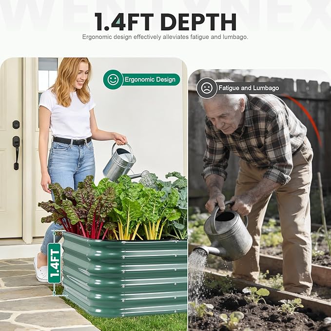 8×3×1.4FT Galvanized Raised Garden Bed Outdoor, Metal Raised Garden Bed Kit, Large Planter Raised Beds, 5 In1 Modular Raised Planter Box Outdoor,Raised Beds for Gardening for Vegetables Flowers Herbs