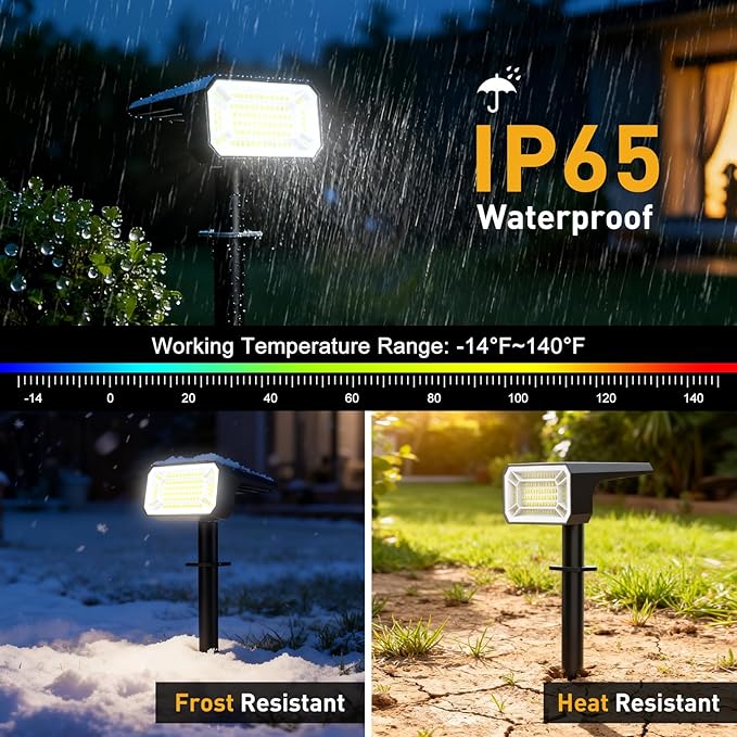 Solar Spot Lights Outdoor Waterproof IP65, [8 Pack/100 LED/4 Modes] 2-in-1 Solar Landscape Spotlights, Auto On/Off High Lumens Spot Lights for Yard Garden Pathway(Cool White)