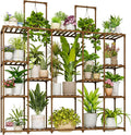 Bamworld Large Plant Shelf Plant Stand Indoor 62.2" Tall Outdoor Plant Holder Wood for Multiple Plants Hanging Plant Rack for Living Room Garden Balcony