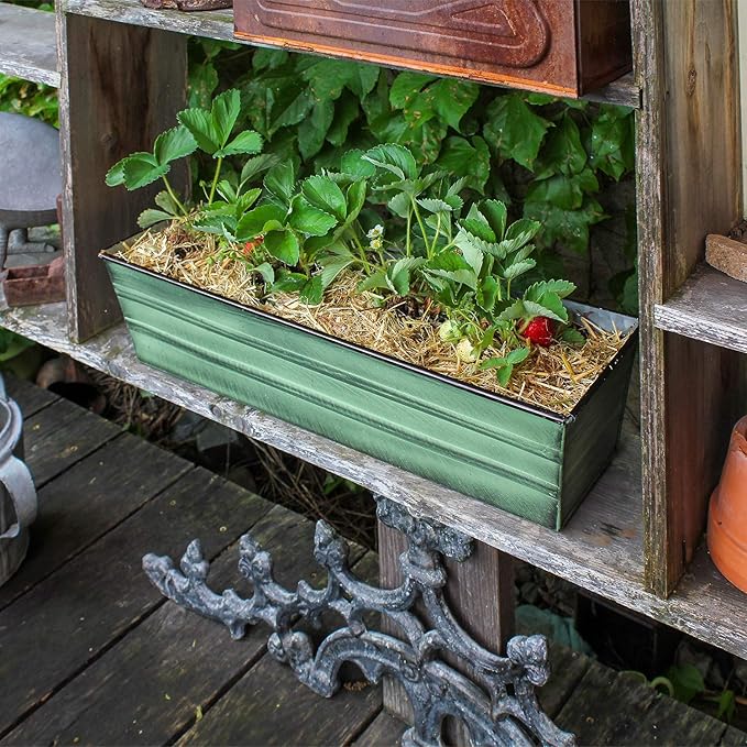 Achla Designs Galvanized Window Flower Box Planter-Green-Small (22" L x 6" W x 5" H)