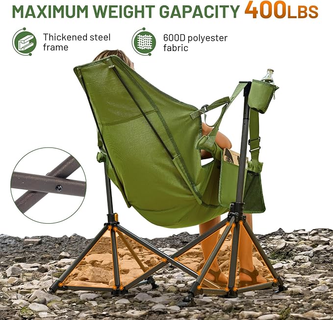 TIMBER RIDGE Hammock Camping Chair, Oversized Swinging Hammock Chair with Adjustable Back and Seat for Outdoor Lawn, Sports, Supports 400lbs, Green