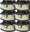 Aootek New Solar Motion Sensor Lights 120 LEDs with Lights Reflector,270° Wide Angle, IP65 Waterproof, Step Lights for Front Door, Yard, Garage, Deck (Black, Daylight White, 6-Pack)