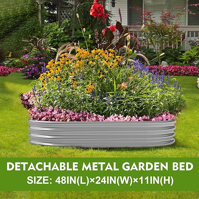 GADI Metal Raised Garden Bed 2Sets Galvanized Planter Box for Vegetables, Flowers, Herbs, and Succulents
