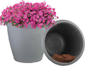 Sunnydaze 24-Inch Anjelica Large Plastic Pot for Plants - Outdoor Double-Walled Large Plastic Planter with Drillable Drainage Holes - Light Gray - 2pk