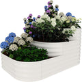 GarveeLife Galvanized Tiered Raised Garden Bed Kit with Open Base – 43x63x31.5 Oval Ground-Connected Planter for Vegetables, Herbs & Flowers (Modular 3 in-1Design),Beige