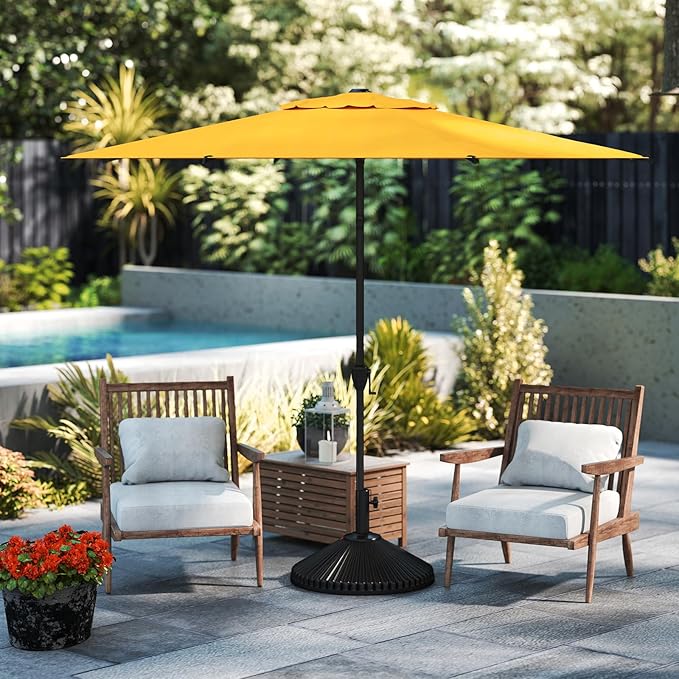 Abba Patio 9FT Lyon Outdoor Patio Umbrella Outdoor Table Umbrella with Crank Market Umbrella 8 Sturdy Ribs UV Protection Waterproof and Push Button Tilt for Garden Deck Backyard Pool,Yellow