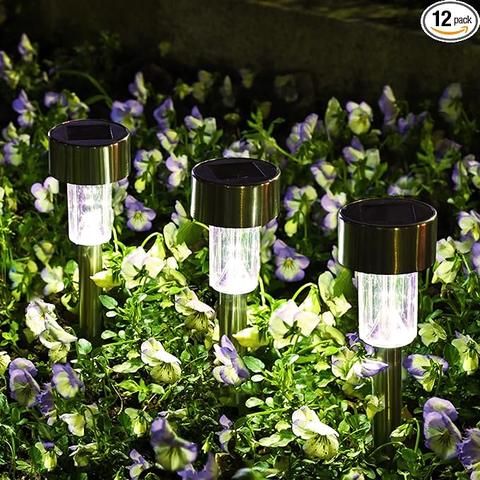 SOLPEX Solar Garden Lights Outdoor, 6 Color 12 Pack Stainless Steel Led Pathway Lights,Halloween/Christmas Solar Decorative，Christmas Decor for Patio, Lawn, Yard,Landscape and Walkway