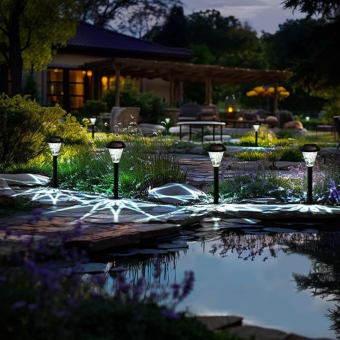 GIGALUMI 8 Pack Solar Lights Outdoor Waterproof, Outdoor Solar Lights for Yard, Solar Garden Lights, Yard Decorations Outdoor for Pathway, Patio, Garden, Driveway, Lawn, and Landscape(Cold White)