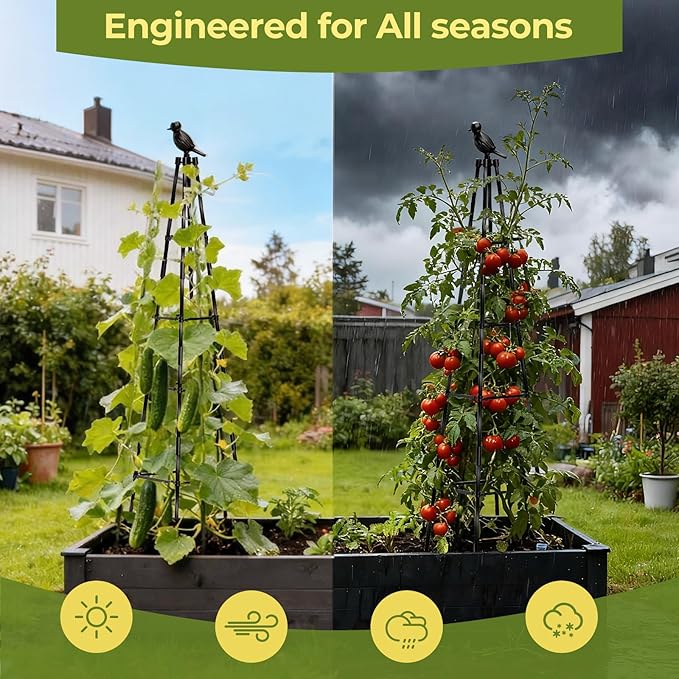 Garden Trellis for Climbing Plants Outdoors,65" Tall Cucumber Trellis Garden Obelisk Trellis Rustproof Plants Support with Adjustable Heights for Indoor Potted Plants, Vines, Vegetables