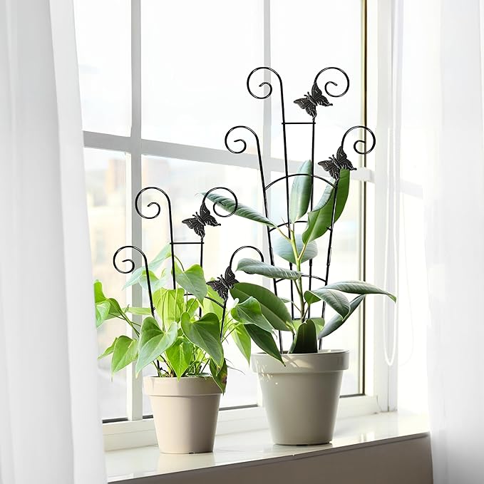 COOMIN 30'' Monstera Plant Support Outdoor, Metal Expandable Plant Supports for Indoor Plants, 4P Garden Trellis for Climbing Plants Indoor - Ivy, Pothos, Philodendron, Hoya