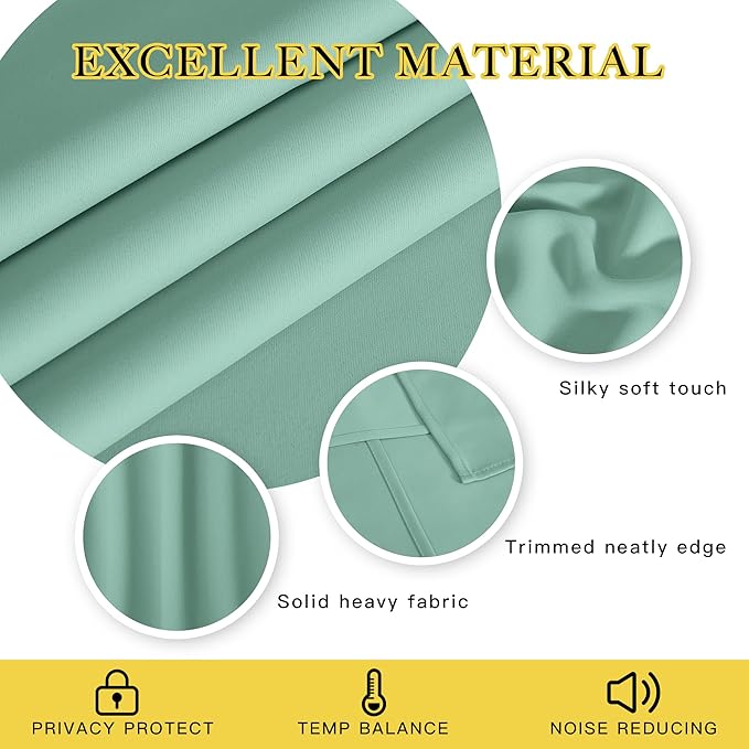 NICETOWN Patio Blackout Curtain Panels - Extra Wide Sliding Door Thermal Insulated Drape, Privacy Room Divider Curtain for Bedroom Office (Aqua Blue, 66 x 118 Inch Long)