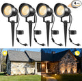 Landscape Spot Lights Outdoor, Dusk to Dawn Outdoor Lighting with IP65 Waterproof, 3000K Warm White Plug in Spotlight for Yard Tree Wall Pathway Flag Pole House, 4 Pack