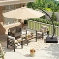 Aoxun Aluminum Patio Furniture Set with Umbrella 4 Seats, Oversized Outdoor Sectional with Washable Thick Cushions, Coffee Table and Waterproof Cover, Patio Conversation Sets for Porch, Balcony, Deck