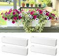 LaLaGreen Wall Planter (30 Inch, 4 Pack) White Carbon Steel Metal Hanging Flower Pots, Long Rectangular Wall Mount Window Box Planters for Outdoor Plants, Succulents, Fence, Deck Home Garden Decor